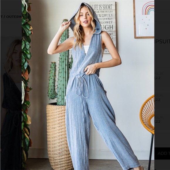Blue Wide Leg Jumpsuit - Picture 1 of 6